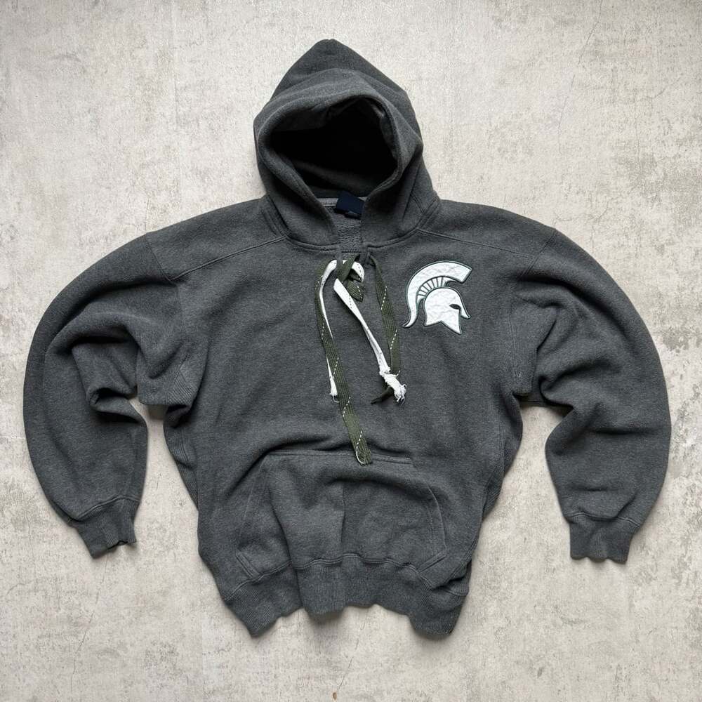Vintage Michigan State Spartans Vintage Laced Hoodie Gray